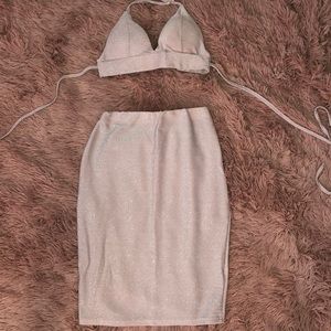Sparkly Light Pink Two Piece Set